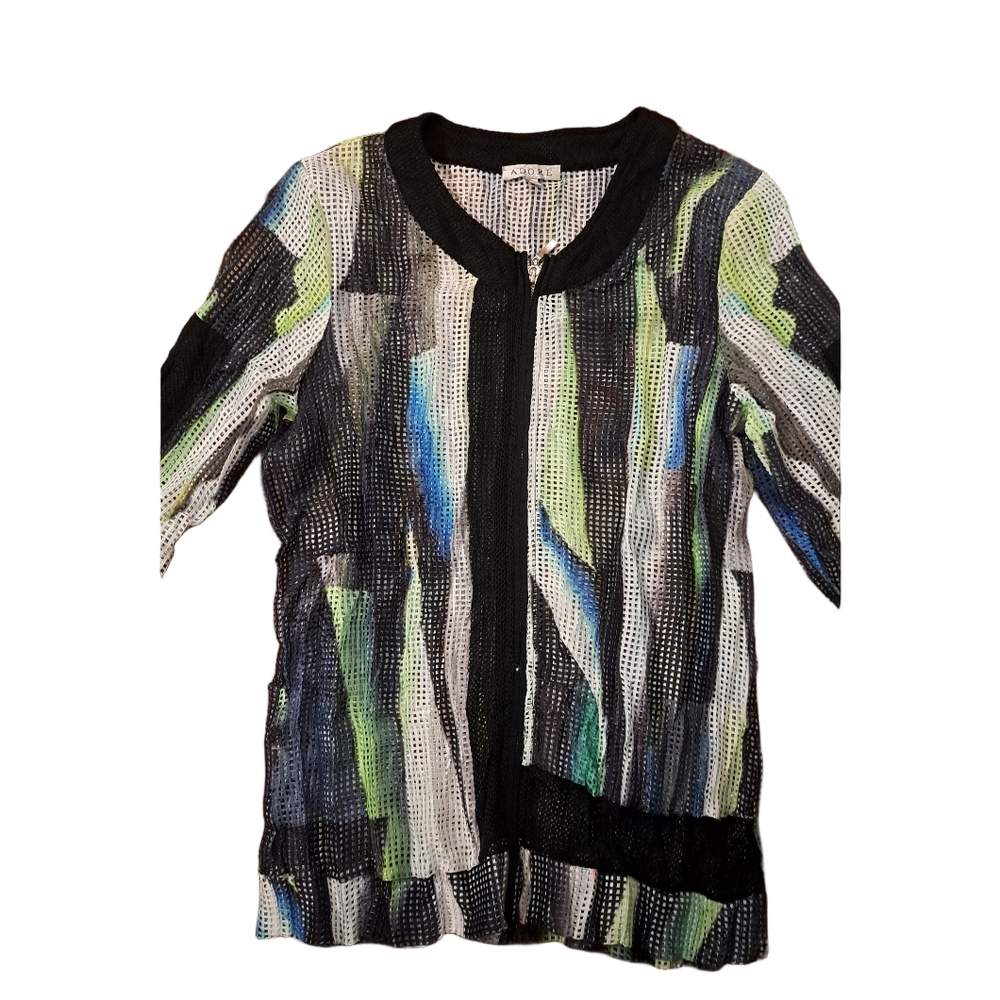Adore Women's Colorful Zip-Up Mesh Jacket. Awesome Beach Jacket. Size Med.